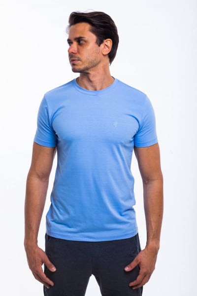 T-Shirt itals Algodão Egípcio Básica Azul